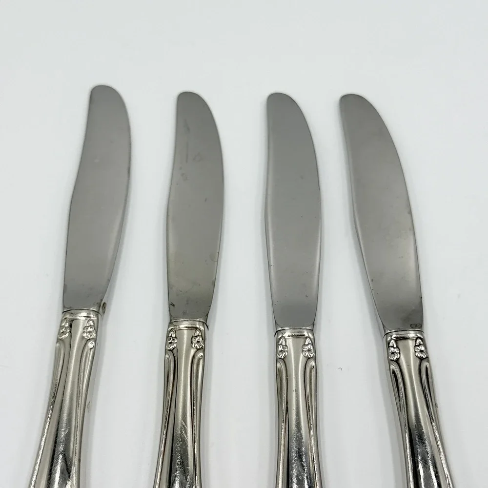 Oneidacraft Deluxe Chateau Dinner Knives Set of 4 Stainless Steel Flatware 8.5